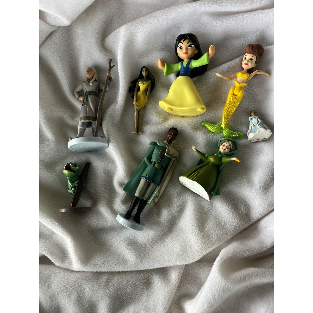 Disney Princess Figurines Lot Mulan Ariel Prince Naveen Pocahontas